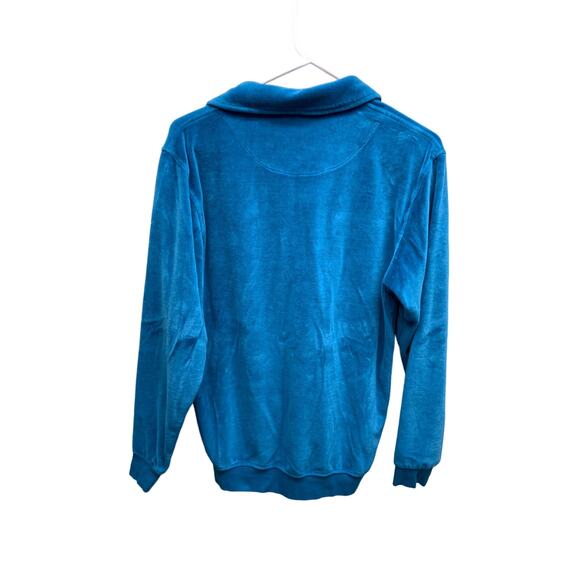 Irvine 70s Park 1/4 Zip Aqua Teal Velour Sweater Pullover with Pocket Size S - Picture 4 of 6